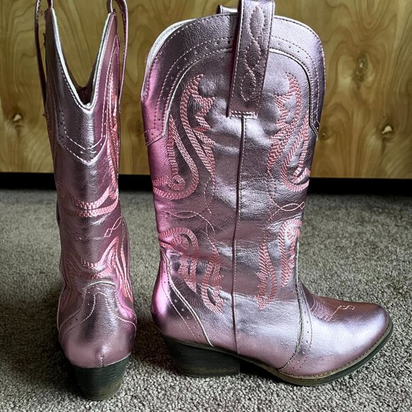 TRUE CRAFT Metallic Pink Western Boots, Women's Size 7.5 M - Picture 3 of 5